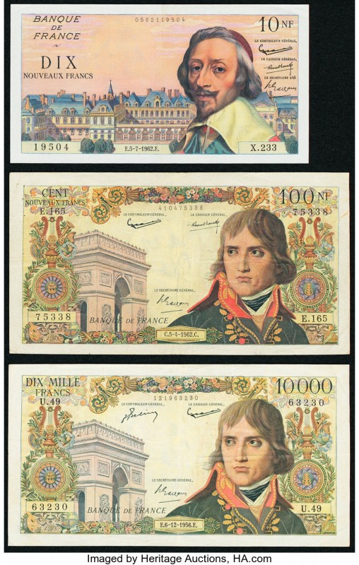 France Banque de France Group Lot of 3 Examples Very Fine-Extremely Fine. Pinhol...