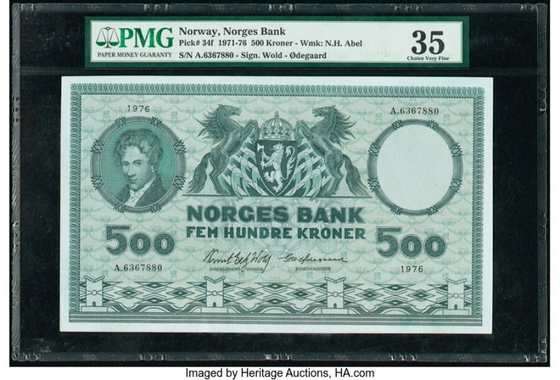 Norway Norges Bank 500 Kroner 1971-76 Pick 34f PMG Choice Very Fine 35. 

HID098...