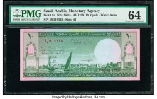 Saudi Arabia Saudi Arabian Monetary Agency 10 Riyals ND (1961) / AH1379 Pick 8a PMG Choice Uncirculated 64. 

HID09801242017

© 2020 Heritage Auctions...