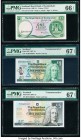 Scotland Royal Bank of Scotland 1 Pound (2); 5 Pounds 1.5.1986; 3.3.1997; 1.7.2005 Pick 341Aa; 359; 364 Three Examples PMG Gem Uncirculated 66 EPQ; Su...