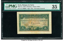 Syria Banque de Syrie 5 Piastres 1919 Pick 1a PMG Choice Very Fine 35. Minor foreign substance.

HID09801242017

© 2020 Heritage Auctions | All Rights...