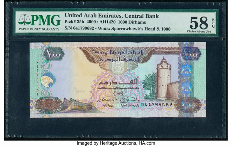 United Arab Emirates Central Bank 1000 Dirhams 2000 / AH1420 Pick 25b PMG Choice...