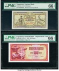 Yugoslavia National Bank 100 (2); 1000; 1,000,000,000 Dinara 1.5.1946; 1981; 12.8.1978; 1993 Pick 65a; 90b*; 92c*; 126* Four Examples PMG Gem Uncircul...