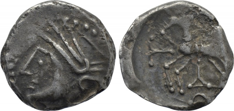 WESTERN EUROPE. Central Gaul. Lingones (1st century BC). Drachm. 

Obv: Helmet...