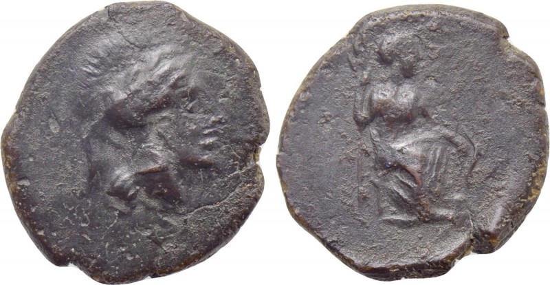 SICILY. Athl-. Ae Hexas (Circa 344-339 BC). 

Obv: Helmeted head of Athena rig...