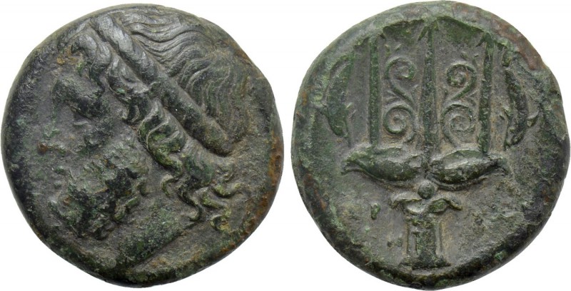 SICILY. Syracuse. Hieron II (275-215 BC). Ae Tetras. 

Obv: Head of Poseidon l...