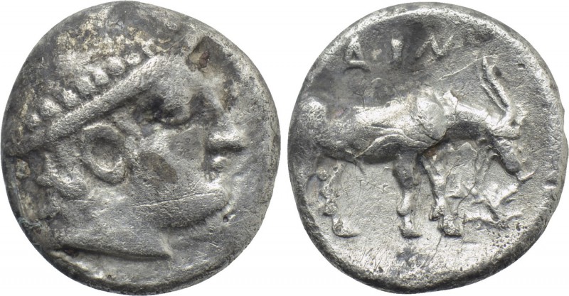 THRACE. Ainos. Diobol (Circa 427-424 BC). 

Obv: Head of Hermes right, wearing...