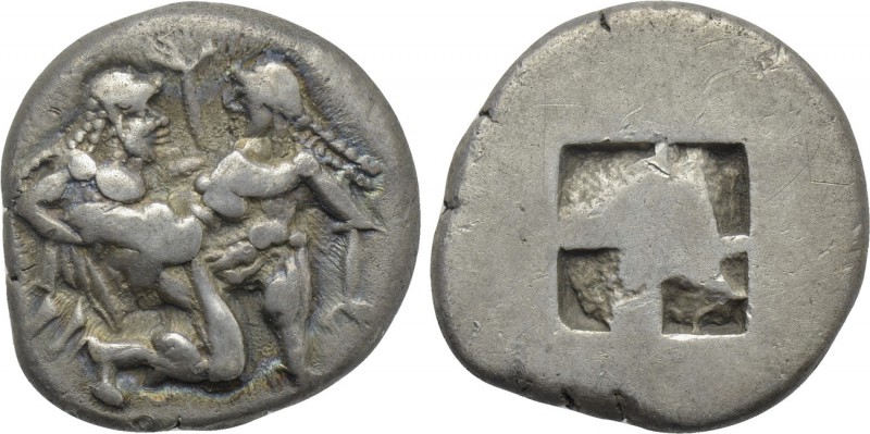 THRACE. Thasos. Stater (Circa 500-480 BC).

Obv: Satyr advancing right, carryi...