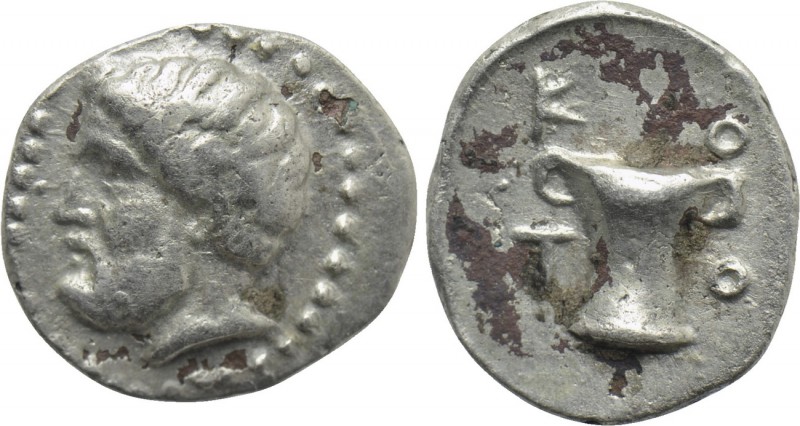 KINGS OF THRACE (Odrysian). Kotys I (Circa 383-359 BC). Obol. 

Obv: Bearded b...
