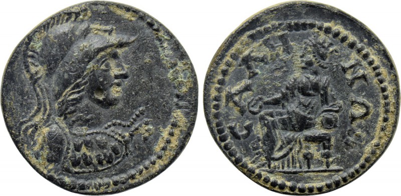 LYDIA. Sala. Pseudo-autonomous. Time of Trajan (98-117). Ae. 

Obv: Helmeted b...