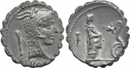L. ROSCIUS FABATUS. Serrate Denarius (59 BC). Rome.