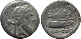 CN. POMPEIUS MAGNUS (POMPEY THE GREAT). Denarius (48 BC). Mint in Greece; Cn. Calpurnius Piso, proquaestor.