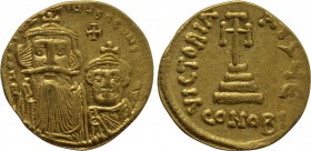 CONSTANS II with CONSTANTINE IV (641-668). GOLD Solidus. Constantinople.