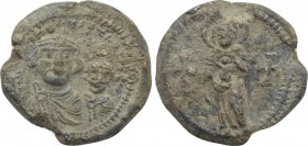 BYZANTINE LEAD SEALS. Heraclius with Heraclius Constantine (610-641).