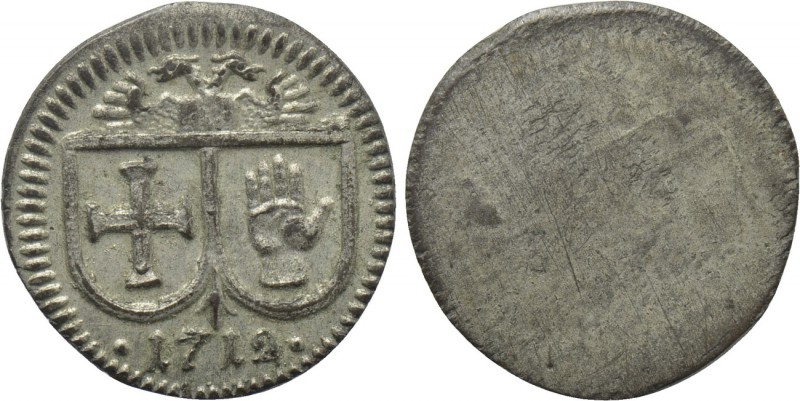 GERMANY. Schwäbisch Hall. Uniface Pfennig (1712). 

Obv: Two coats-of-arms ove...