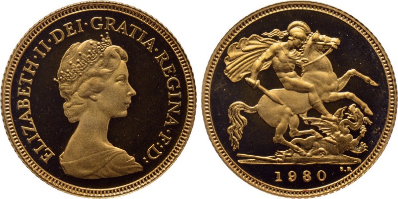GREAT BRITAIN. Elizabeth II (Since 1952). GOLD 1/2 Sovereign (1980). Royal (Lond...