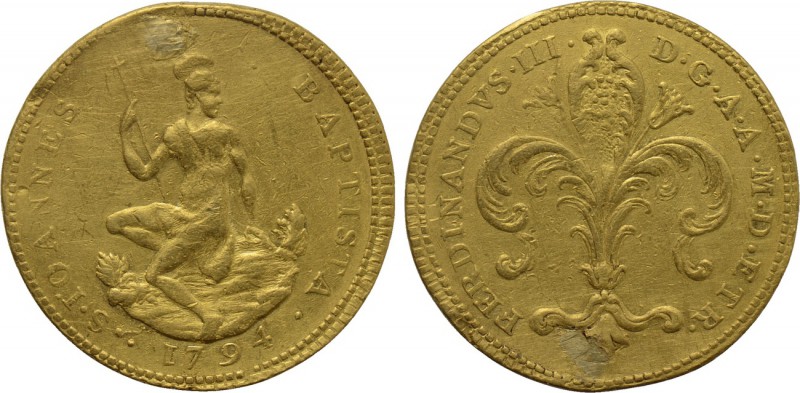 ITALY. Florence. Ferdinando III (1791-1824). GOLD Ruspone (1794). 

Obv: S IOH...