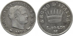 ITALY. Napoleon (1804-1814). 5 Soldi (1810-M). Milano (Milan).