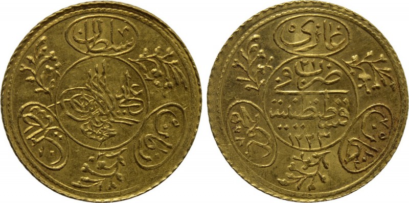 OTTOMAN EMPIRE. Mahmud II (AH 1223-1255 / 1808-1839 AD). GOLD Hayriye Altin. Qus...