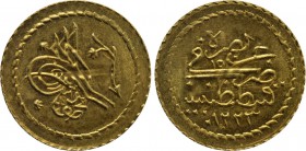OTTOMAN EMPIRE. Mahmud II (AH 1223-1255 / 1808-1839 AD). GOLD Çeyrek. Qustantiniya (Constantinople). Dated AH 1223//15 (AD 1822).