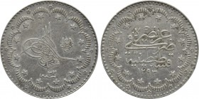 OTTOMAN EMPIRE. Abdülhamid II (AH 1293-1327 / 1876-1909 AD). 5 Kurush or Çeyrek Mecidiye. Qustantiniya (Constantinople). Dated AH 1293//32 (1907 AD)....