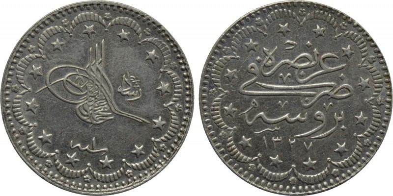 OTTOMAN EMPIRE. Mehmed V Reşâd (AH 1327-1336 / 1909-1918 AD). 5 Kurush or Beş ku...