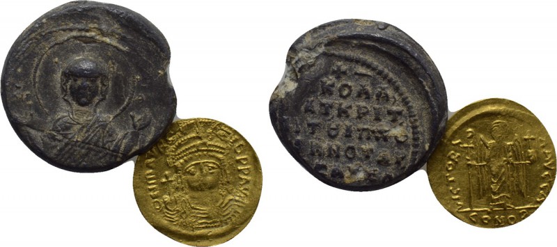 1 Solidus and 1 Byzantine Seal. 

Obv: .
Rev: .

. 

Condition: See pictu...