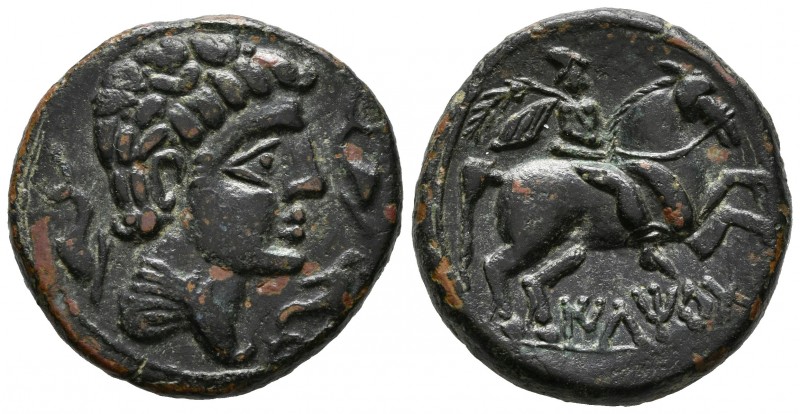 ILTIRTA (Lérida). As. (Ae. 9,62g/25mm). 200-20 a.C. Anv: Cabeza masculina rodead...