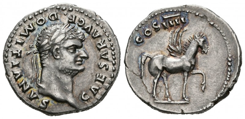 DOMICIANO. Denario. (Ar. 3,42g/20mm). 76-77 d.C. Roma. Anv: CAESAR AVG F DOMITIA...