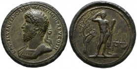 LUCIO VERO. Medallón. (Ae. 49,23g/42mm). 165 d.C. Roma. Anv: L AVREL VERVS AVG ARMENIACVS IMP II TR P V COS II. Busto laureado con coraza a izquierda....