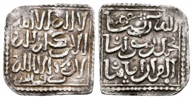 Anti-Almohads. Anonymous. Dirham. Fas (Fez). (Medina-205b). Ag. 1,36 g. In the last line of the IIA appears, instead of al-Mahdi, the mention of the K...