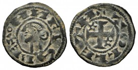 Kingdom of Castille and Leon. Alfonso I (1109-1126). Dinero. Toledo. (Bautista-40.2). (Abm-23). Ve. 0,94 g. Roundel at the begining of the legend on o...