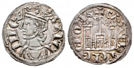 Kingdom of Castille and Leon. Sancho IV (1284-1295). Cornado. Burgos. (Bautista-427). Ve. 0,77 g. B and star above the castle´s towers. Attractive. Al...