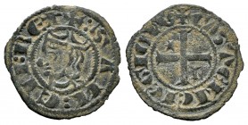 Kingdom of Castille and Leon. Sancho IV (1284-1295). Seisen or Meaja Coronada. León. (Bautista-443). Ve. 0,71 g. With L and star in 1st and 4th quadra...