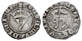 Kingdom of Castille and Leon. Juan I (1379-1390). 1/2 blanca of Agnus Dei. Sevilla. (Abm-562). (Bautista-735). Anv.:  + AGNVS : DEI : QITOLIS. Rev.: +...