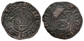 Kingdom of Castille and Leon. Enrique IV (1454-1474). Blanca del rombo. Cuenca. (Bautista-type 1081 var). Ve. 0,97 g. Shield over blade counterstamp. ...
