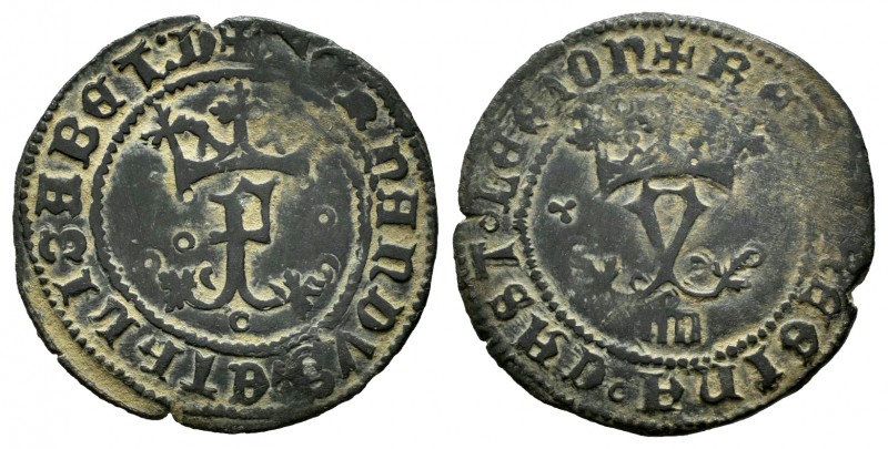 Catholic Kings (1474-1504). Blanca. Segovia. (Cal-33 var). Ae. 0,96 g. F crowned...