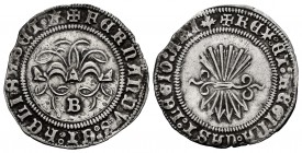 Catholic Kings (1474-1504). 1/2 real. Burgos. (Cal-192). Ag. 1,64 g. Star in legend on the obverse and parsley on the reverse. Full legends. Choice VF...