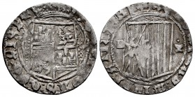 Catholic Kings (1474-1504). 1 real. Cuenca. (Cal-336). Ag. 2,92 g. Gothic "C" and bowl on reverse. Exchanged quarters on reverse. Before the Pragmatic...