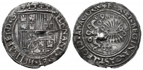Catholic Kings (1474-1504). 1 real. Toledo. (Cal-462). Ag. 2,93 g. With T surmounted by cross on reverse. Punch mark. VF. Est...90,00. 

SPANISH DESCR...