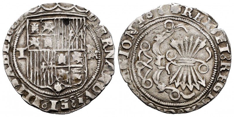 Catholic Kings (1474-1504). 1 real. Toledo. (Cal-468). Ag. 3,39 g. Shield betwee...