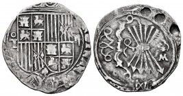 Catholic Kings (1474-1504). 2 reales. Toledo. (Cal-531). Ag. 6,57 g. M surmounted by star. VF. Est...90,00. 

SPANISH DESCRIPTION: Fernando e Isabel (...