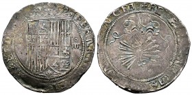 Catholic Kings (1474-1504). 4 reales. Sevilla. (Cal-561). Ag. 13,61 g. Shield between S - IIII. Star below yoke and bundle of arrows. Tone. VF. Est......
