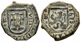 Philip III (1598-1621). 8 maravedis. 1618. Burgos. (Cal-295). (Jarabo-Sanahuja-D-9). Ae. 4,72 g. VF. Est...20,00. 

SPANISH DESCRIPTION: Felipe III (1...