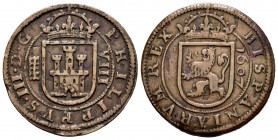 Philip III (1598-1621). 8 maravedis. 1607. Segovia. (Cal-331). (Jarabo-Sanahuja-D223). Ae. 6,71 g. VF. Est...45,00. 

SPANISH DESCRIPTION: Felipe III ...