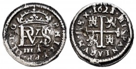 Philip III (1598-1621). 1/2 real. 1621/0. Segovia. A. (Cal-429). Ag. 1,29 g. A surmounted by cross. Minor scratches. Overdate. VF. Est...50,00. 

SPAN...
