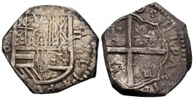 Philip III (1598-1621). 4 reales. (162)0. Toledo. P. (Cal-858 var). Ag. 13,18 g. Rarísimo error de leyenda HIPANIA. Almost VF. Est...300,00. 

SPANISH...