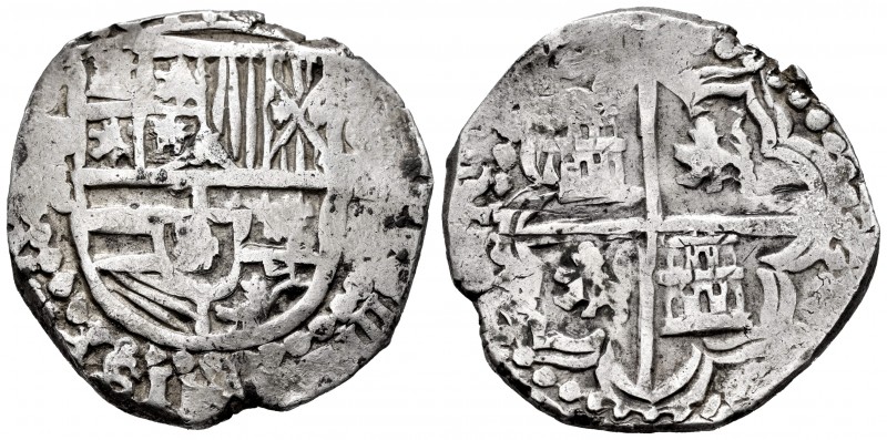 Philip III (1598-1621). 8 reales. Potosí. R. (Cal-912). Ag. 26,62 g. Arms of Fla...