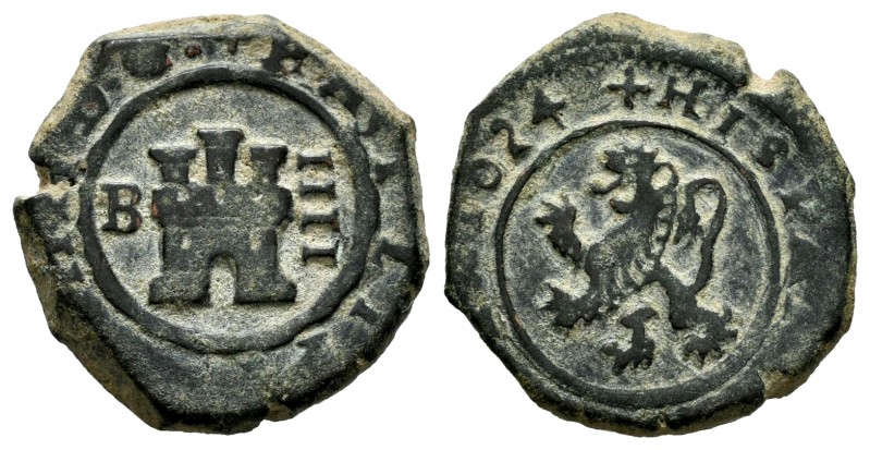 Philip IV (1621-1665). 4 maravedis. 1624. Burgos. (Cal-183). Ae. 4,16 g. Choice ...