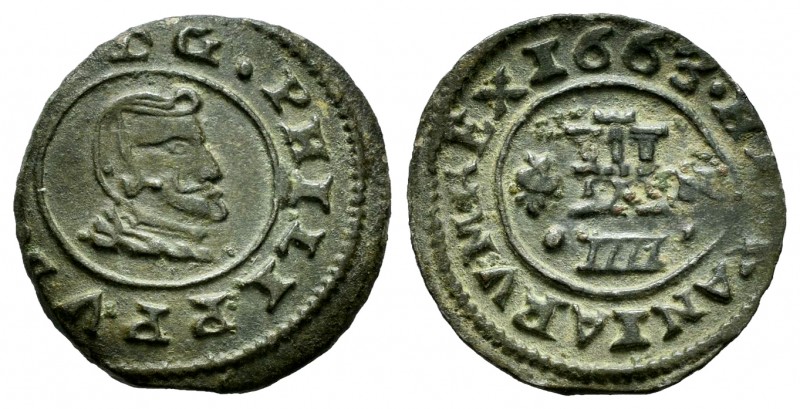 Philip IV (1621-1665). 4 maravedis. 1663. Granada. N. (Cal-225). (Jarabo-Sanahuj...
